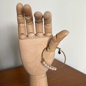 Luca & Danni Gold Tone Bracelet Pink Faux Pearls Squeeze Clasp